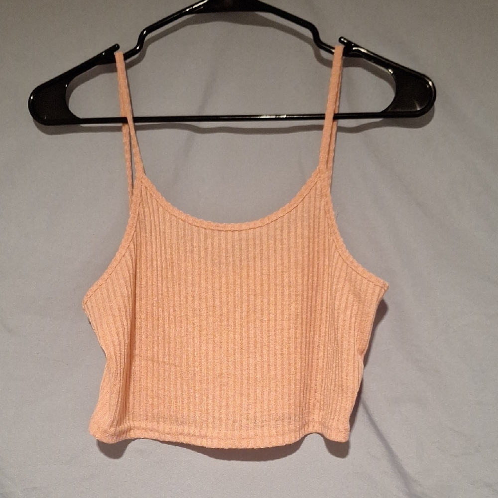 Women's Pink Ribbed Crop Top Size Large